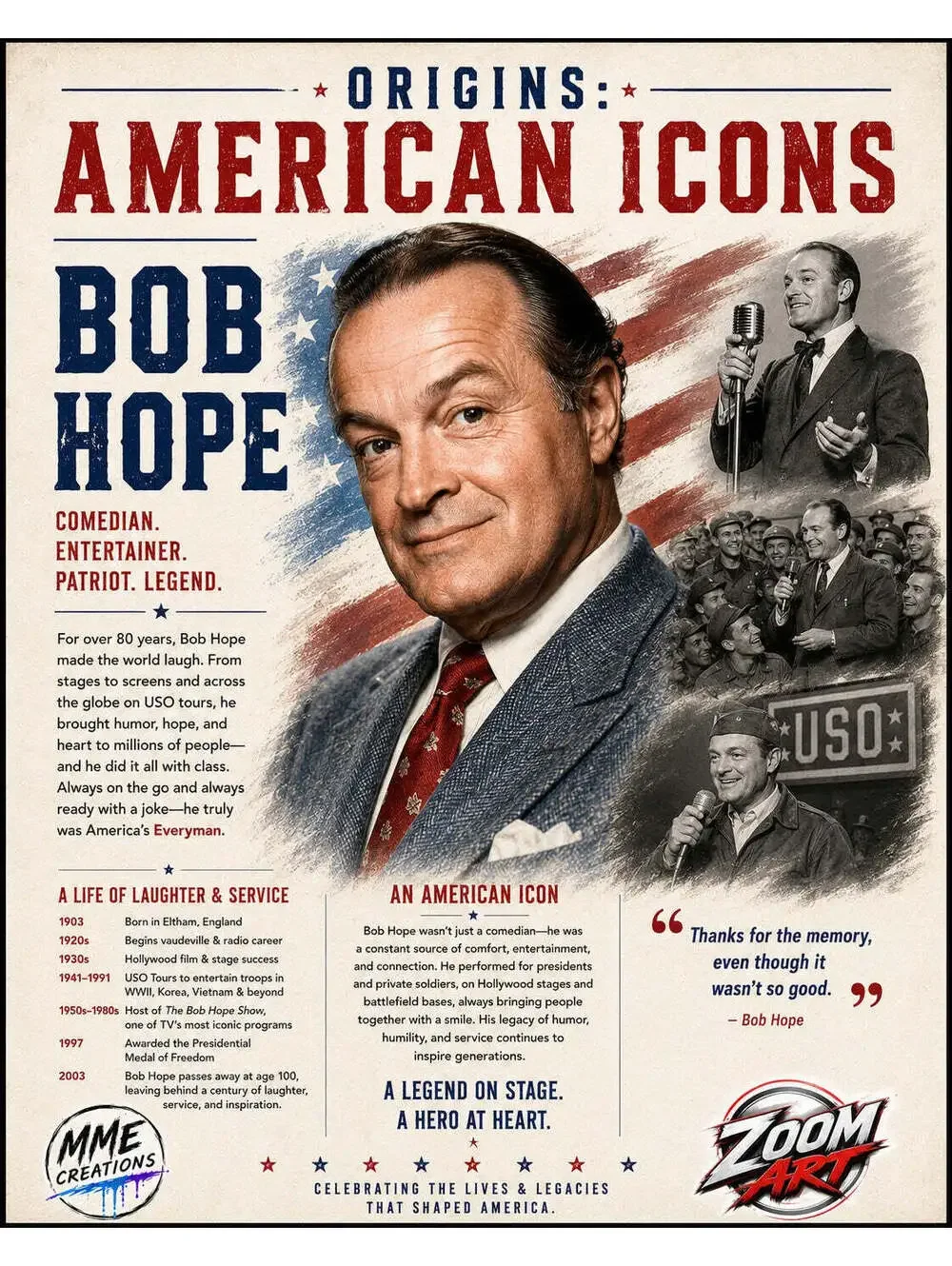 4671 Bob Hope American Icons 8x10 Glossy Print